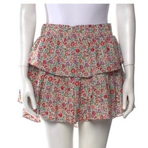LoveShackFancy Floral Tiered Ruffle Mini Skirt